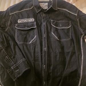 Affliction Black Jacket with White Embroidery